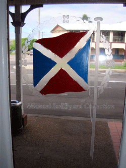 AUSN Houseflag engraved on glass front door
